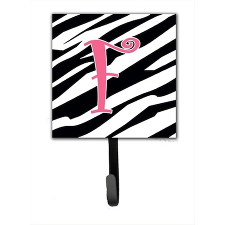 Carolines Treasures 4.25 x 6 in. Letter F Initial Monogram Zebra Stripe and Pink Leash Or Key Hook CJ1037-FSH4